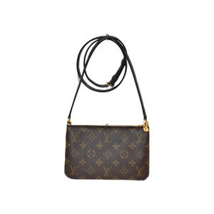 Louis Vuitton Shoulder Pochette Reverse Zip Brown Canvas Monogram Crossbody